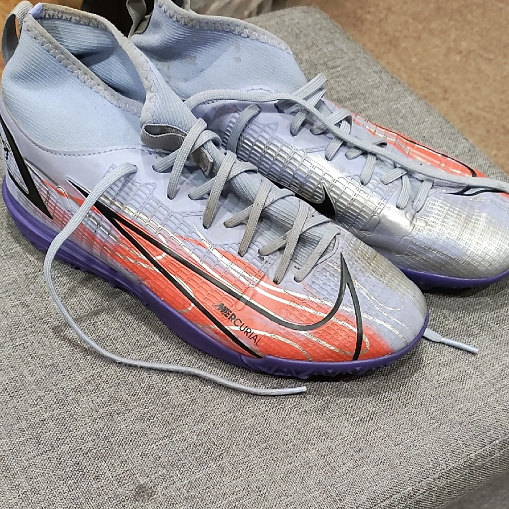 Nike Mercurial Silver and Red Cleats